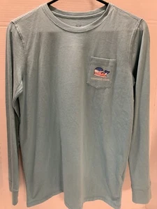 NWT Vineyard Vines Kids Size XL (16) Long Sleeve Logo T-shirt Blue 100% Cotton - Picture 1 of 6