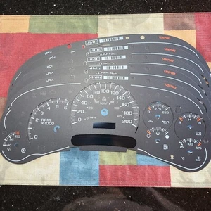 5) PIECE 03 04 05 OEM GMC DENALI KM/H KILOMETER GAUGE FACE CLUSTER APPLIQUES - Bild 1 von 1