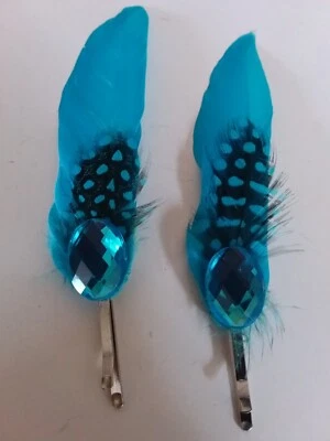 xhilaration синий перо и граненый искусственный драгоценный камень украшенный Бобби булавки 3 наборы 2 ea. - Изображение 1 из 4