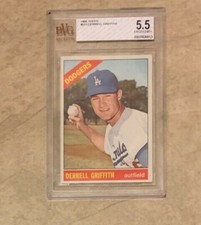 1966 Topps Baseball #573 Derrell Griffith Graded Beckett BVG 5.5 EX+ High #
