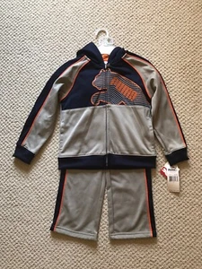 PUMA Kids' 2-piece Gray Blue Logo Fleece Hoodie Track Suit Set, Boys 5 NWT $52 - Picture 1 of 4