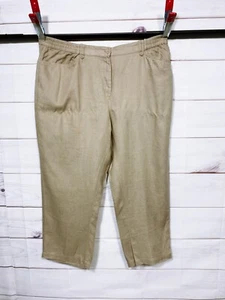 Jones New York Sport Womens Ankle Pants Size 18W Beige Pockets 100% Linen - Picture 1 of 8
