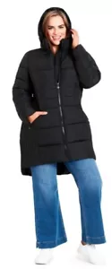 EVANS NWT NEW Black Hooded Zip Up Quilted Women's Coat Plus Size 20 2XL - Picture 1 of 5