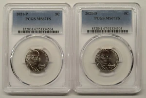 2021 P & D Jefferson Nickel Set PCGS MS67FS Free Shipping - Picture 1 of 9