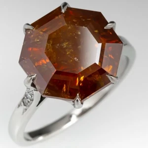 Lab-Created Octagonal Shape Garnet Gemstone Women's 935 Argentium Silver Ring - Picture 1 of 9