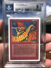 SHIVAN DRAGON, UNLIMITED, 1993 MTG, RARE, BGS 9.0, GRADED "MINT"!