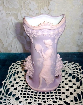 Jarrón camafeo estilo madera cuña porcelana bisque lila Japón años 20 4093 Foto 1 de 3