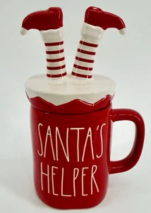 Taza de café Rae Dunn Santa's Helper Elf Topper roja - Imagen 1 de 9