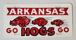 Vintage ARKANSAS Razorbacks "Go HOGS Go" Booster Aluminum License Plate - Picture 1 of 2