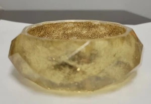 Vintage Translucent Faceted Gold Glitter Lucite Plastic Chunky Bangle Bracelet - Picture 1 of 10