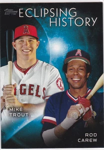 MIKE TROUT & ROD CAREW Dual 2015 Topps INSERT BASEBALL CARD Angels History LE - Picture 1 of 2