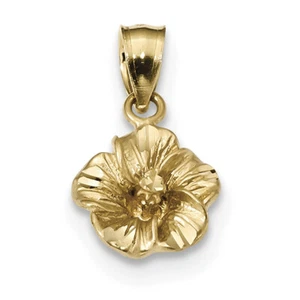 Colgante de hibisco D/C satinado oro amarillo 14k K5972 - Imagen 1 de 1
