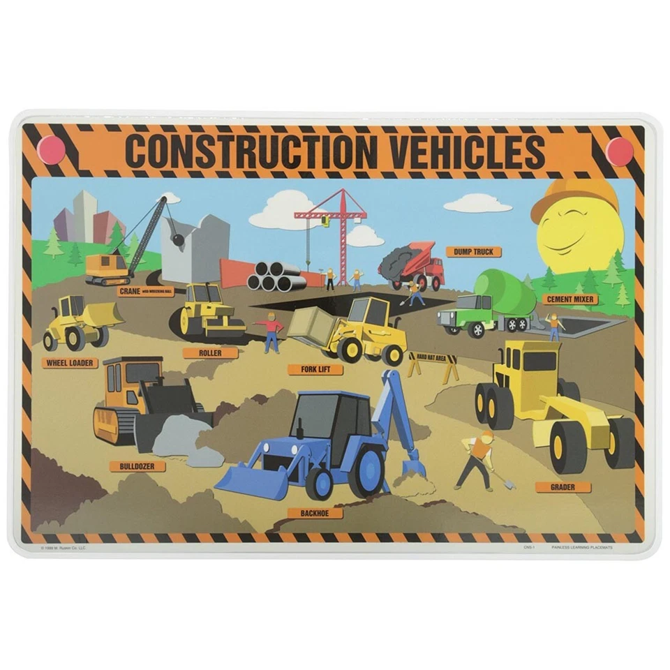 Painless Learning Placemat: Construction Vehicles - Image 1 of 1