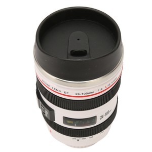 (White)Stainless Steel Camera Lens Coffee Mug Photographer Camera Mug Travel MU