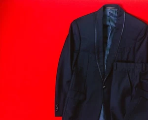 LOUIS VUITTON Men Navy Blue Suit 73% Wool 27% Mohair Size 54 / XXL Tuxedo Dress - Picture 1 of 24