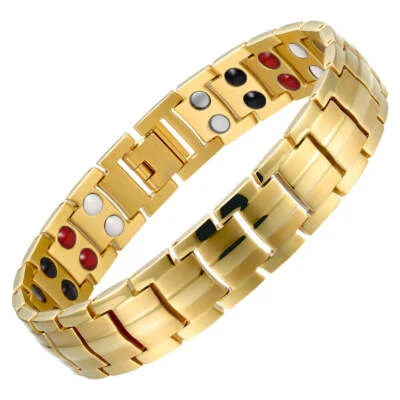 Pulsera Magnética Dorada para Hombre Mujer 4 Elementos Energía Artritis Alivio del Dolor  Foto 1 de 4