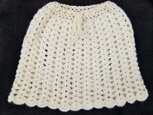 FREE SHIP Handmade Ivory Wool Cape Crochet Poncho Cover up Wrap Childs - Picture 1 of 4