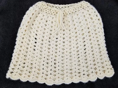 ENVÍO GRATUITO Poncho Hecho a Mano Marfil Lana Capa Crochet Cubrir Envoltura Niños Foto 1 de 4