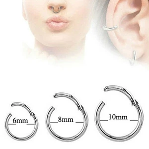 CLICKER SEPTUM PIERCING KLICKER RING SCHARNIER OHR SEGMENT TRAGUS SILBER NASE - Bild 1 von 1