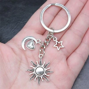 10 sets Tibetan Silver Charms Sun Moon Star Good LUCKY Key Chains DIY X10093 - Picture 1 of 3