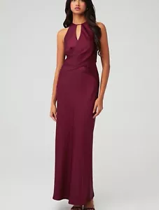 NEW Anthropologie Significant Other Alix Halter Cut Out Satin Brown Maxi Dress 6 - Picture 1 of 9