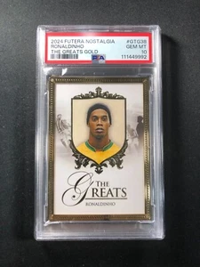 PSA 10 - Ronaldinho 2024 Futera Nostaligia The Greats 23KT Gold Frame /11 - Picture 1 of 2