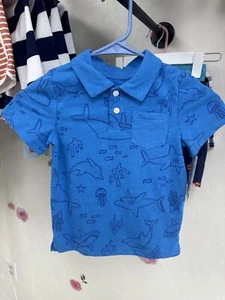 Toddler Boys’ Short Sleeve Jersey Knit Polo Shirt- Cat & Jack Blue-3T - Picture 1 of 3
