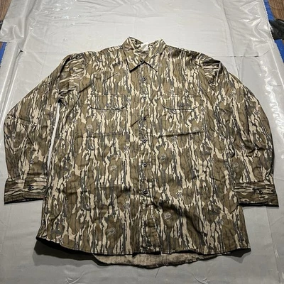 Vtg Mossy Oak Bottomland NRA Camo Shirt Mens Large Button Up Long Sleeve Hunting - Image 1 of 4