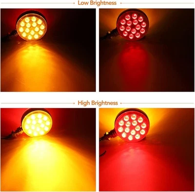 双脸 Pedestal Fender 灯圆形琥珀色螺柱安装,3 英寸 30 LED 透明 Le — 第 1/4 张图片