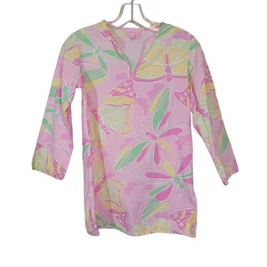 Lilly Pulitzer Girls V Neck Tunic Top Side Slits Pullover Multicolor Size Large - Picture 1 of 8