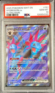 2025 POKÉMON WHITE FLARE EN HYDREIGON ex ULTRA RARE #161 GEM MT 💎 PSA 10 - Picture 1 of 6