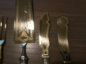 Vintage 800 Silver-Brass Cocktail Fork, Knives, & Pie Server Lot of 4, WOW! - Picture 1 of 20