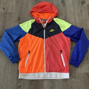 Nike Men’s L Windrunner Color block Mesh Lined Hooded Windbreaker Zip Jacket - Picture 1 of 17