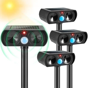 4PACK Ultrasonic Animal Repellent Outdoor Solar Animal Repeller with Motion D... - Picture 1 of 8