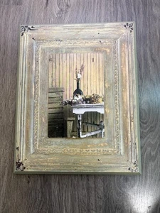 Country French Wall Art – Tin Look Frame – Chair & Table Floral Print – 12x9.5” - Picture 1 of 9