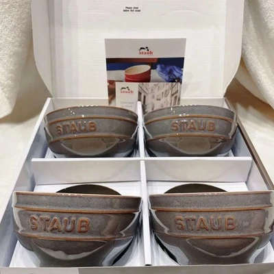 Staub Bowls Set of 4 Stoneware Serving Bowls in Antique Gray French Kitchenware - Image 1 of 4