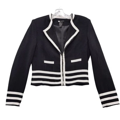 Chaqueta Blazer Recortada Carole Little Negra Mezcla Seda Lunares M Foto 1 de 4