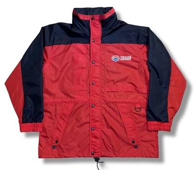 Tri Mountain Jacket Men's Large Parka Lined Zip Snap Black/Red Texas Motor VTG - Image 1 of 4