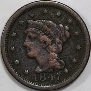 * 1847-P Large Cent, Over 150 Years Old As Shown - Picture 1 of 2