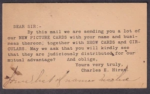 1890 Postkarte Charles E Hires Philadelphia re Bildkarten/Showkarten Promo - Bild 1 von 2