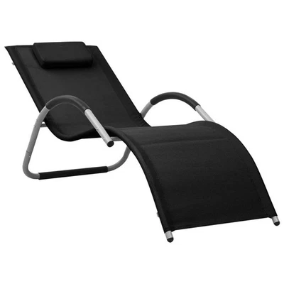 Sun Lounger Black and Gray Textilene, Aluminum, Powder-Coated Steel - Image 1 of 4