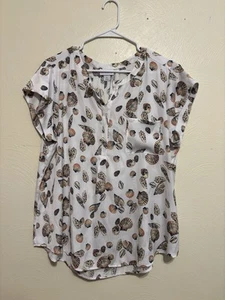 Top para mujer Liz Claiborne Popover Beachy Seashells manga corta blanco XL - Imagen 1 de 8
