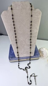 Vintage Italy Rosary Beads Brown Beads Religious Long 48 inch - Picture 1 of 15