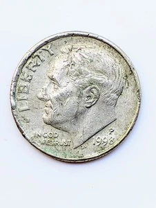 1998 P Roosevelt Dime RARE Errors Die Clash Obverse Band Error Off Center - Picture 1 of 15