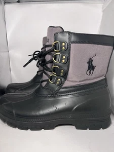 Polo Ralph Lauren Crestwick Stiefel Herren 11 D Snow Duck schwarz beige Pony Gummi - Bild 1 von 6