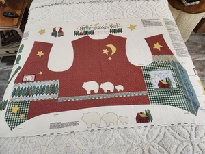 Gilet vintage taglio e cucito Country Gingham Farmhouse Northern Woods orso cabina albero - Foto 1 di 11