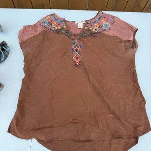 Camicia SUNDANCE seta bronzo marrone impreziosita da perline piccola - Foto 1 di 7