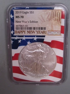 2019 Silver American Eagle NGC 70 Happy New Year Edition. #30 - Picture 1 of 5