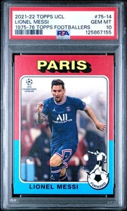 2021-2022 Topps UEFA - 1975 Lionel Messi - PSG PSA 10 🐐 - Picture 1 of 2