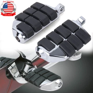 Chrome 1-1/4" Highway Foot Pegs Pedals Footrest Crash Bar For Harley Motorcycle - Picture 1 of 12